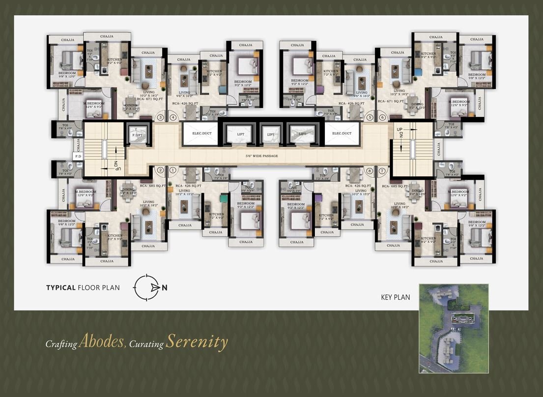 Typical Floor Plan at Balaji Serenity . Vinay Nagar . Arihant Associates . Mira Road East.